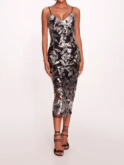 Botanical Sequin Midi Dress