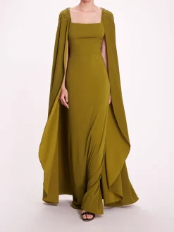 Embellished Cape Gown