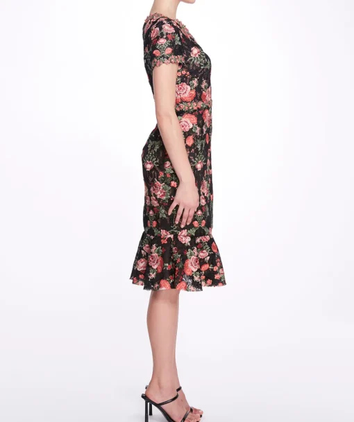 Embroidered Guipure V-neck Cocktail