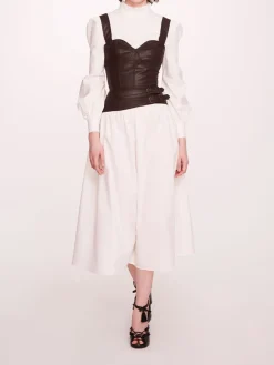 Faux Leather Poplin Corset Dress