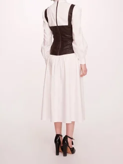 Faux Leather Poplin Corset Dress