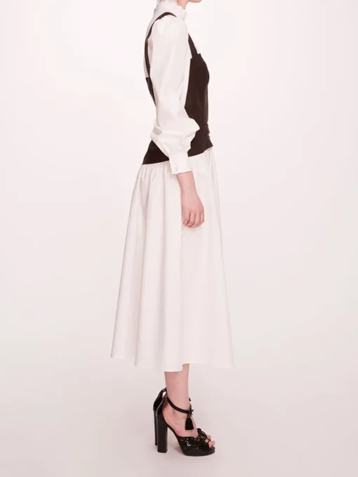 Faux Leather Poplin Corset Dress