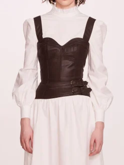 Faux Leather Poplin Corset Dress