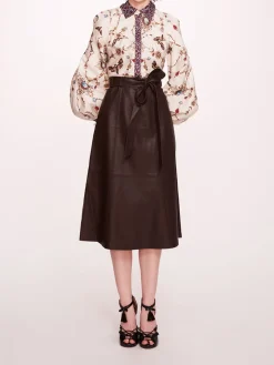 Faux Leather Poplin Midi Dress