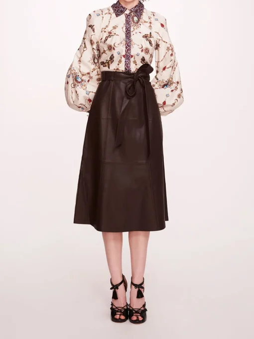 Faux Leather Poplin Midi Dress