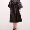 Faux Leather Poplin Midi Dress