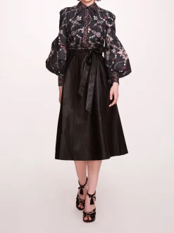 Faux Leather Poplin Midi Dress