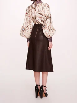 Faux Leather Poplin Midi Dress
