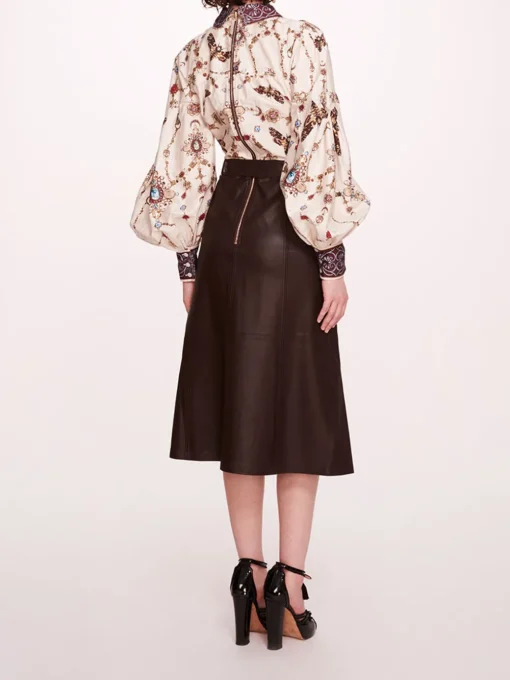 Faux Leather Poplin Midi Dress