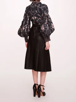 Faux Leather Poplin Midi Dress