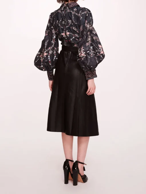 Faux Leather Poplin Midi Dress