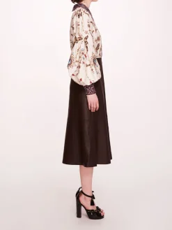 Faux Leather Poplin Midi Dress