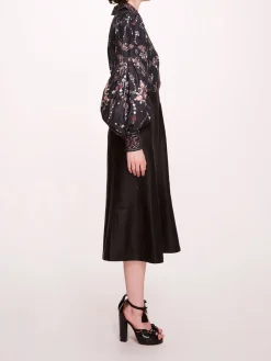 Faux Leather Poplin Midi Dress