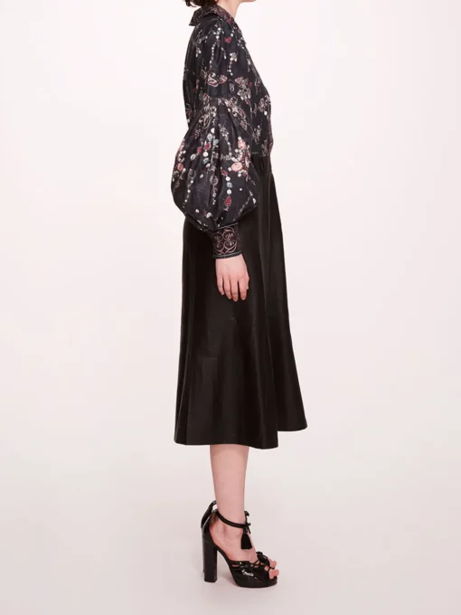 Faux Leather Poplin Midi Dress