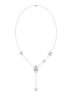 Floral White Gold Y Necklace