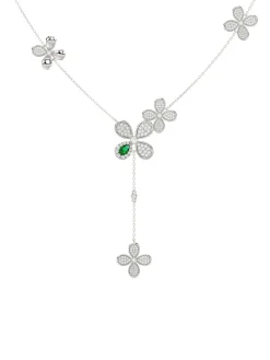 Floral White Gold Y Necklace