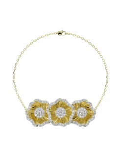 Halo Flower Yellow Gold Bracelet