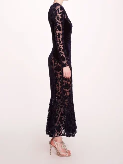 Long Sleeve Velvet Midi Dress