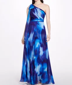 One Shoulder Pleated Gown