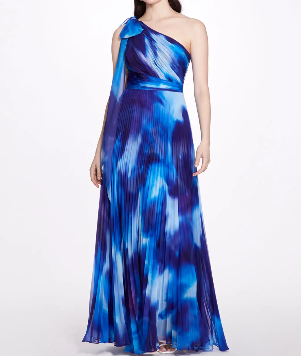 One Shoulder Pleated Gown