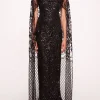 Sequin Lattice Cape Gown