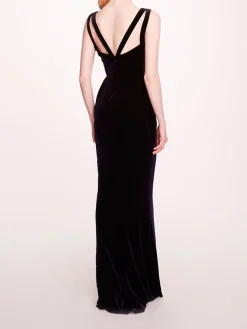 Sleeveless Velvet Column Gown
