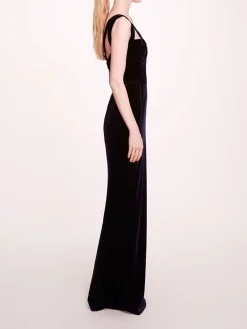 Sleeveless Velvet Column Gown