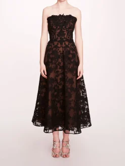 Strapless Corded Midi Dress