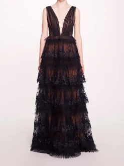 Tiered Terrarium V-Neck Gown