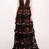 Tiered Terrarium V-Neck Gown