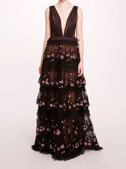 Tiered Terrarium V-Neck Gown