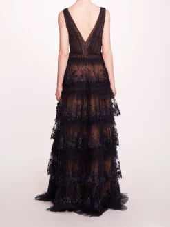 Tiered Terrarium V-Neck Gown