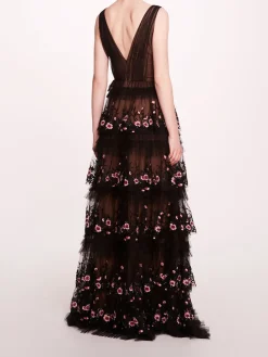Tiered Terrarium V-Neck Gown