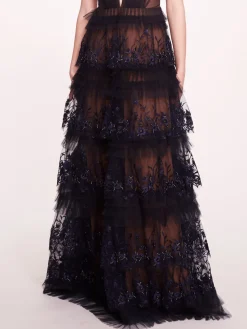 Tiered Terrarium V-Neck Gown