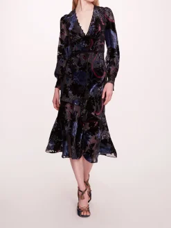 Velvet Burnout Midi Dress