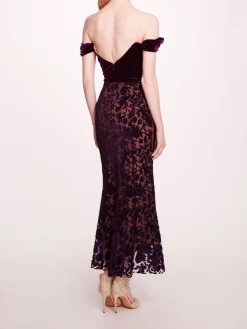 Velvet Cutwork Midi Dress